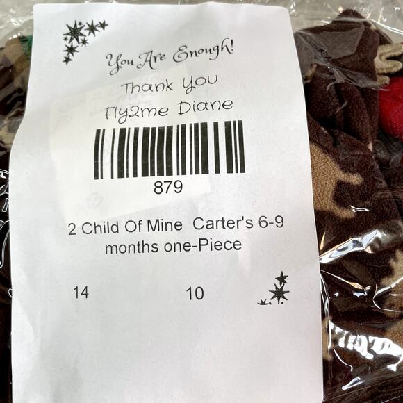 2 Child Of Mine  Carter's 6-9 months one-Piece soft pj outfits reindeer - Picture 10 of 10